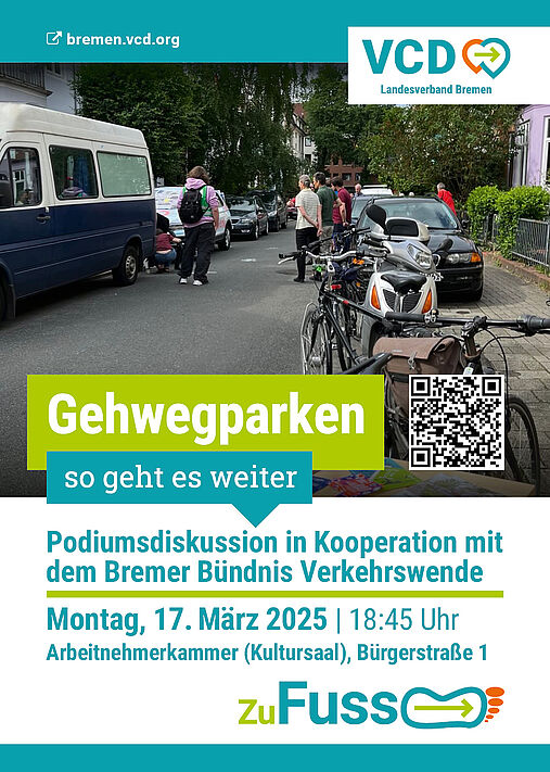 Straße in der Bremer Neustadt - besprühtes Fahrzeug und Aktive des Bremer Bündnis Verkehrswende