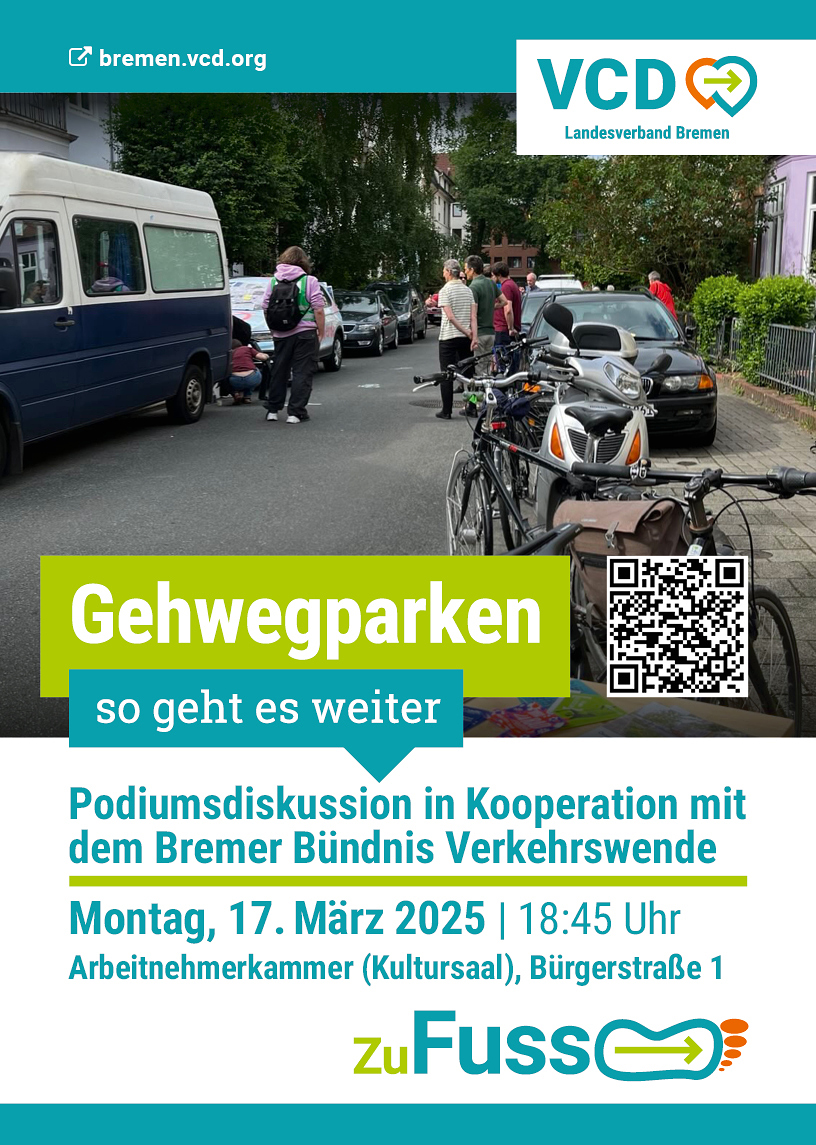 Straße in der Bremer Neustadt - besprühtes Fahrzeug und Aktive des Bremer Bündnis Verkehrswende